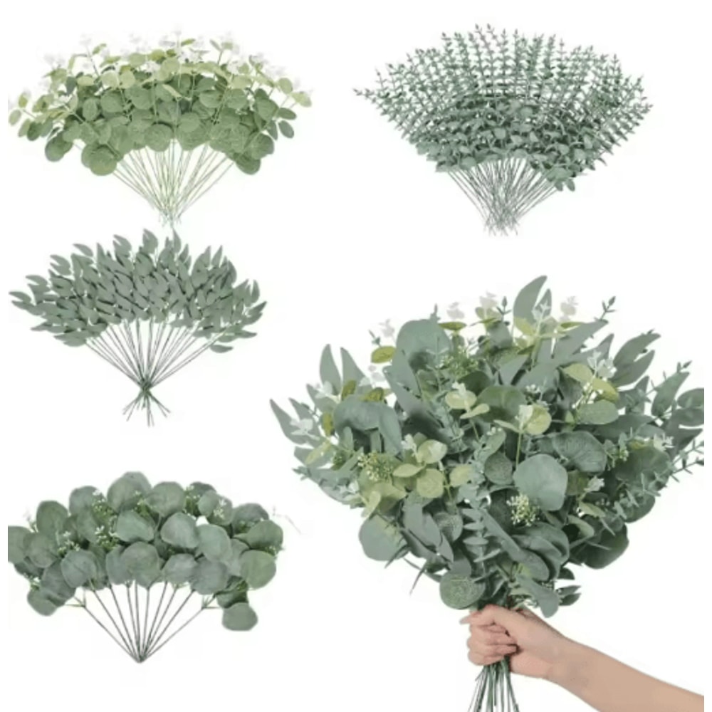 Artificial Eucalyptus Leaf Stems Greenery Bouquet Decor For Wedding Home 0