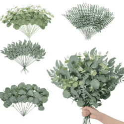 artificial eucalyptus leaf stems greenery bouquet decor for wedding & home