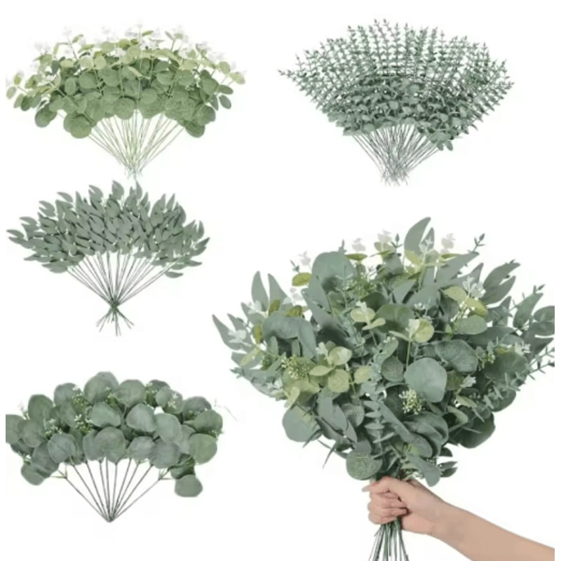 Artificial Eucalyptus Leaf Stems Greenery Bouquet Decor For Wedding Home 0