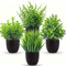 4 Pack Mini Artificial Potted Plants Fake Bonsai Greenery For Home Office Decor 1