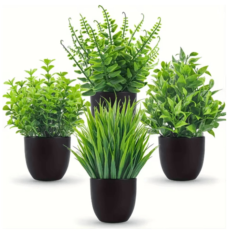 4 Pack Mini Artificial Potted Plants Fake Bonsai Greenery For Home Office Decor 6