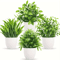 4 Pack Mini Artificial Potted Plants Fake Bonsai Greenery For Home Office Decor 0
