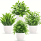 4 Pack Mini Artificial Potted Plants Fake Bonsai Greenery For Home Office Decor 0