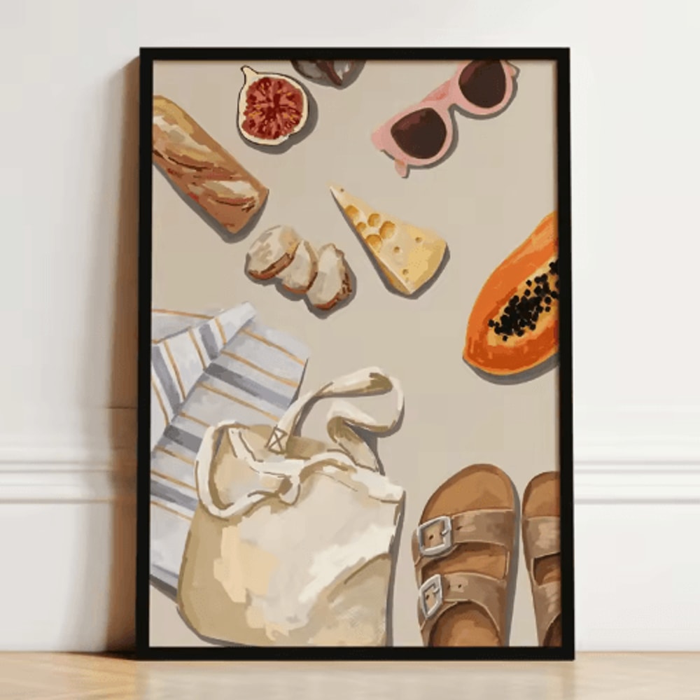 French Breakfast Canvas Wall Art Lemon Wine Oyster Kitchen Decor Print 4