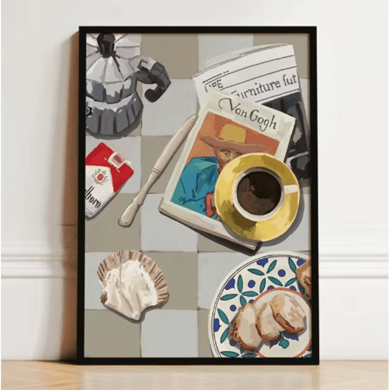 French Breakfast Canvas Wall Art Lemon Wine Oyster Kitchen Decor Print 14