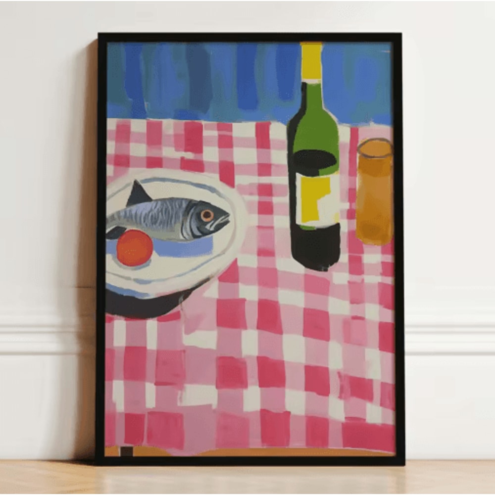 French Breakfast Canvas Wall Art Lemon Wine Oyster Kitchen Decor Print 15