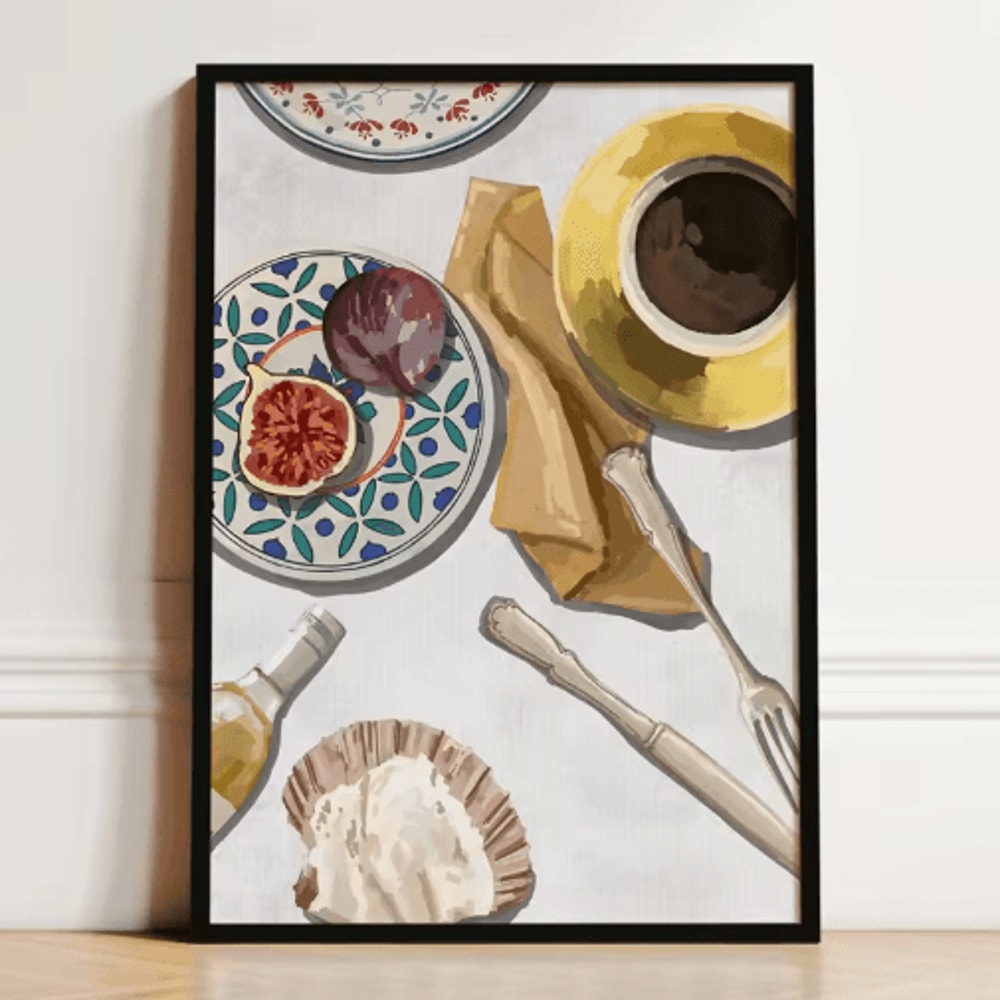 French Breakfast Canvas Wall Art Lemon Wine Oyster Kitchen Decor Print 26