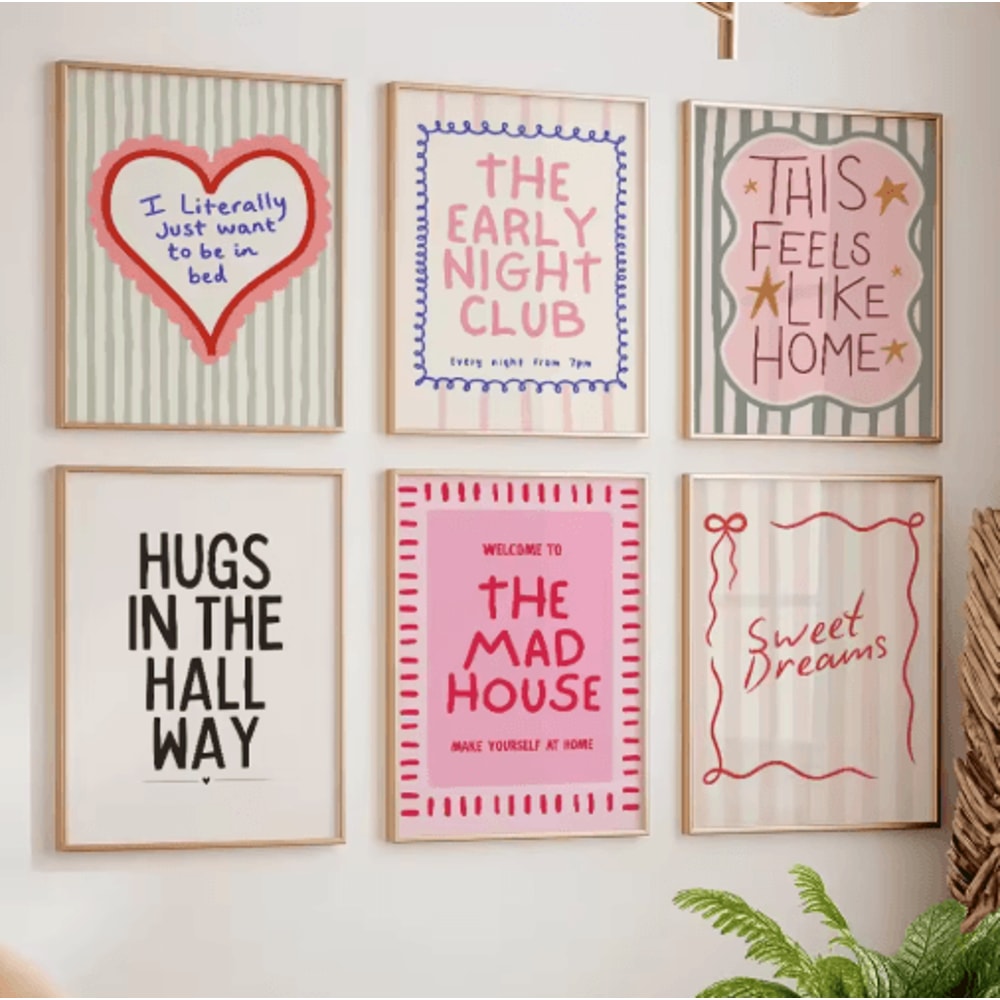 Colorful Typography Quote Canvas Prints Modern Frameless Wall Art Decor 6