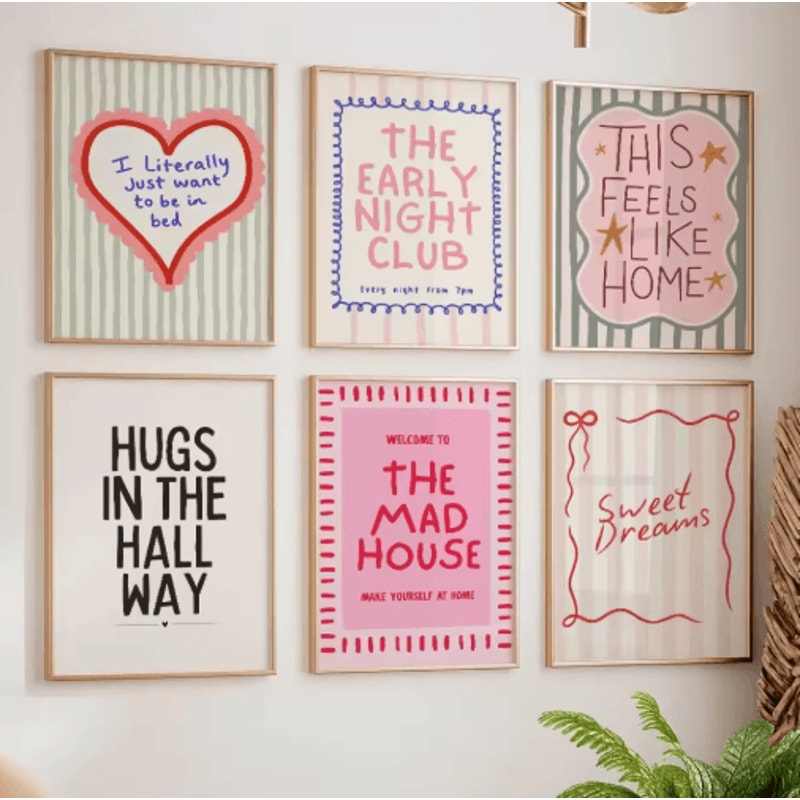 Colorful Typography Quote Canvas Prints Modern Frameless Wall Art Decor 6