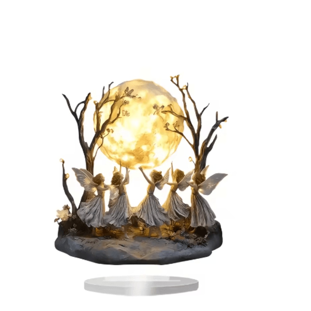 Moon Tree Elf Acrylic Tabletop Decor Fantasy Desk Ornament With Stand 3