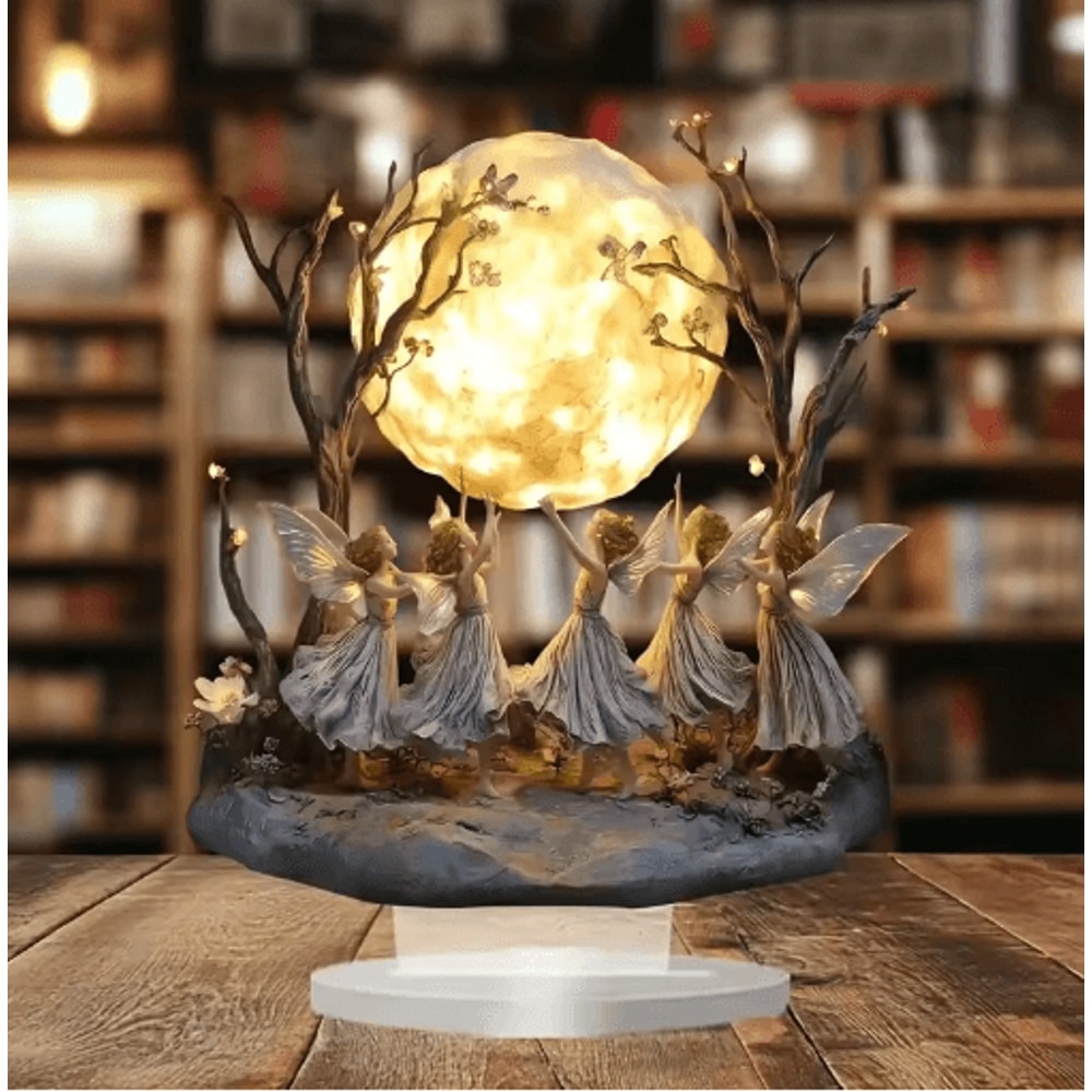 Moon Tree Elf Acrylic Tabletop Decor Fantasy Desk Ornament With Stand 0