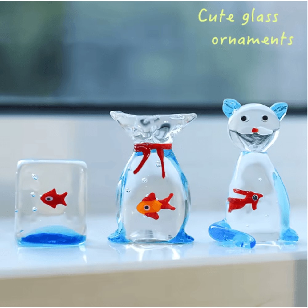 Handcrafted Mini Glass Fish Figurine Vibrant Pocket Ornament For Desk Home Decor 0