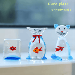 handcrafted mini glass fish figurine vibrant pocket ornament for desk & home decor