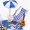 Mini Dollhouse Beach Set Deckchairs Sunshade Umbrella Fairy Garden Decor 2