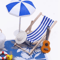 Mini Dollhouse Beach Set Deckchairs Sunshade Umbrella Fairy Garden Decor 2