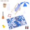 Mini Dollhouse Beach Set Deckchairs Sunshade Umbrella Fairy Garden Decor 0