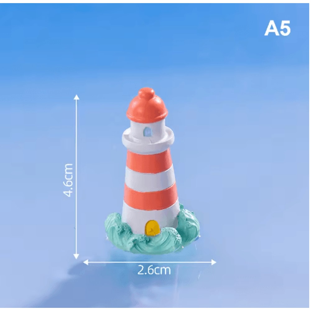Mini Ocean Lighthouse Figurine Set Resin Coastal Decor For Fairy Garden DIY Landscapes 3