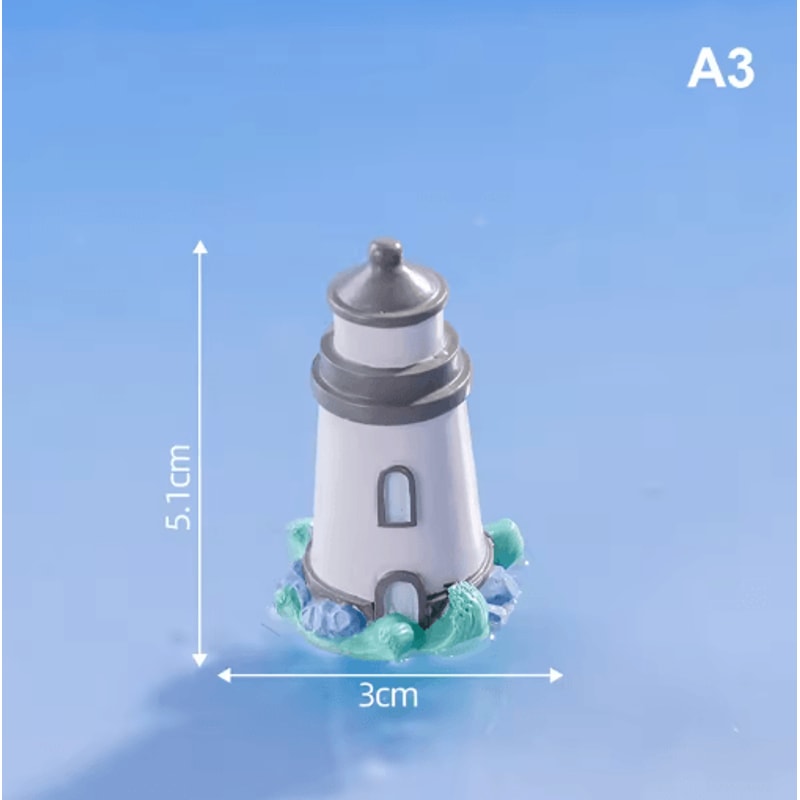 Mini Ocean Lighthouse Figurine Set Resin Coastal Decor For Fairy Garden DIY Landscapes 5
