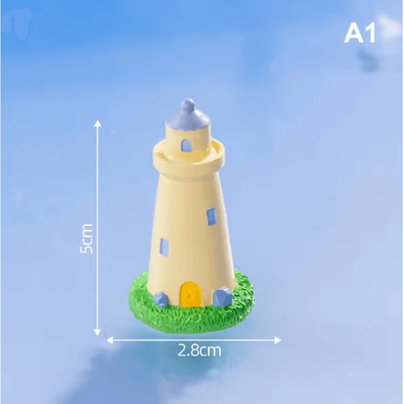 Mini Ocean Lighthouse Figurine Set Resin Coastal Decor For Fairy Garden DIY Landscapes 7