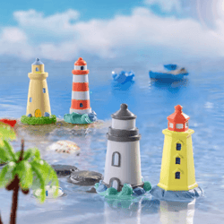 mini ocean lighthouse figurine set resin coastal decor for fairy garden & diy landscapes