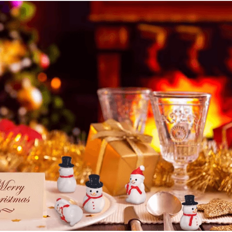 Mini Christmas Snowman Figurines Set Resin Holiday Decor For DIY Crafts Gardens 3