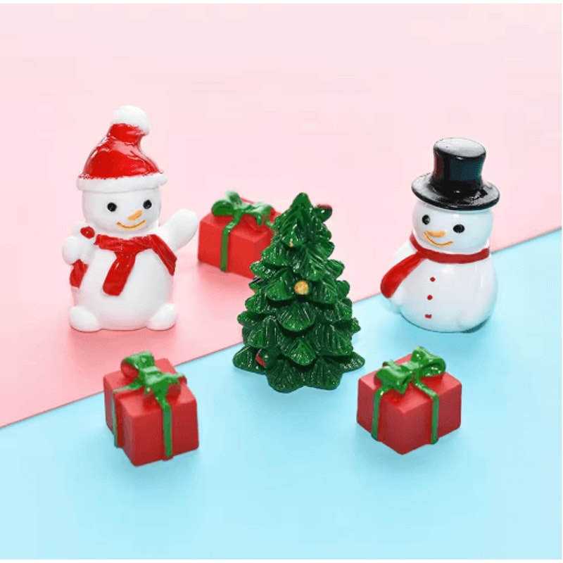 Mini Christmas Snowman Figurines Set Resin Holiday Decor For DIY Crafts Gardens 5
