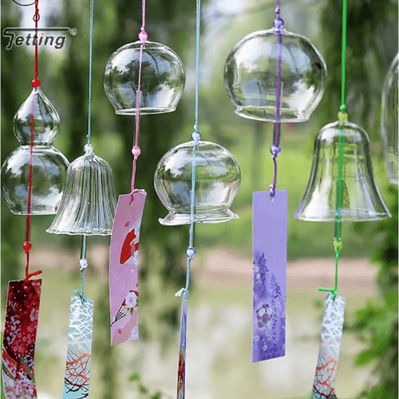 Transparent Glass Wind Chimes Japanese Style Hanging Wind Bell Decor 0