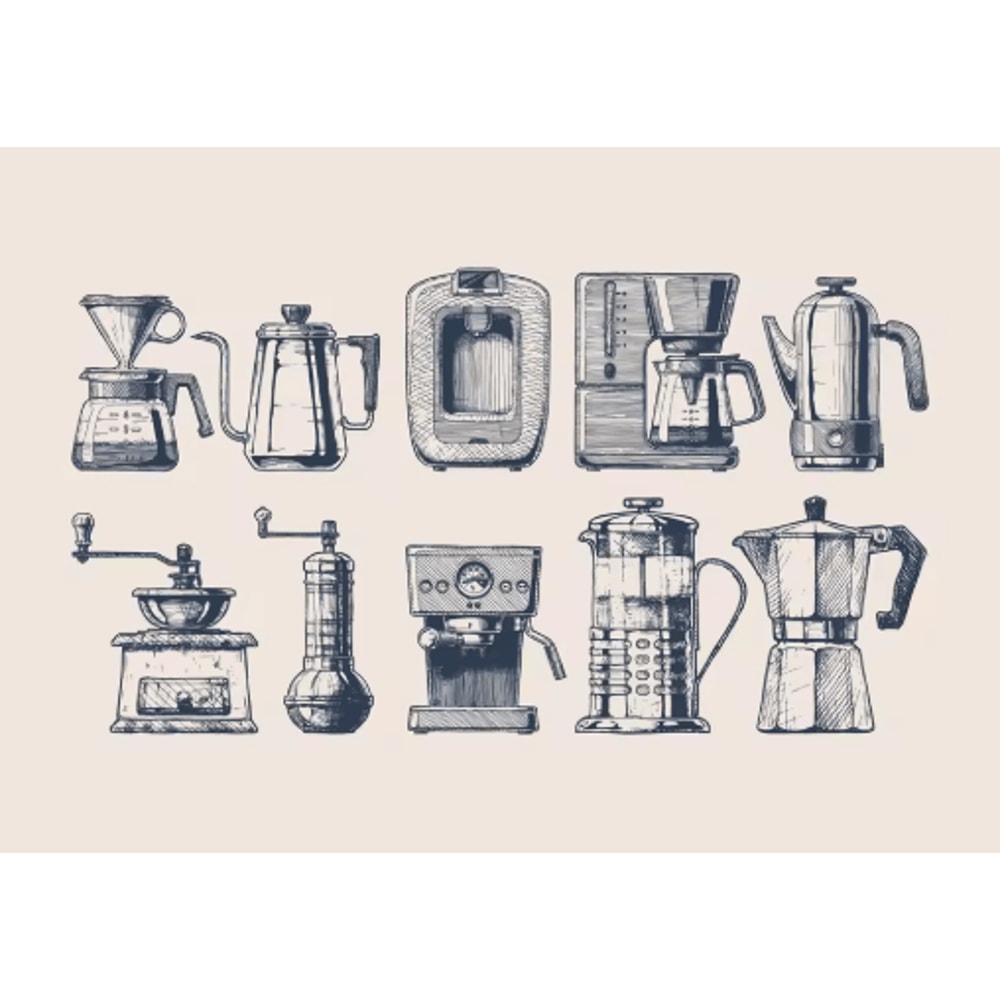 Minimalist Coffee Wall Art Canvas Skeleton Coffee Bar Decor For Modern Kitchens 3