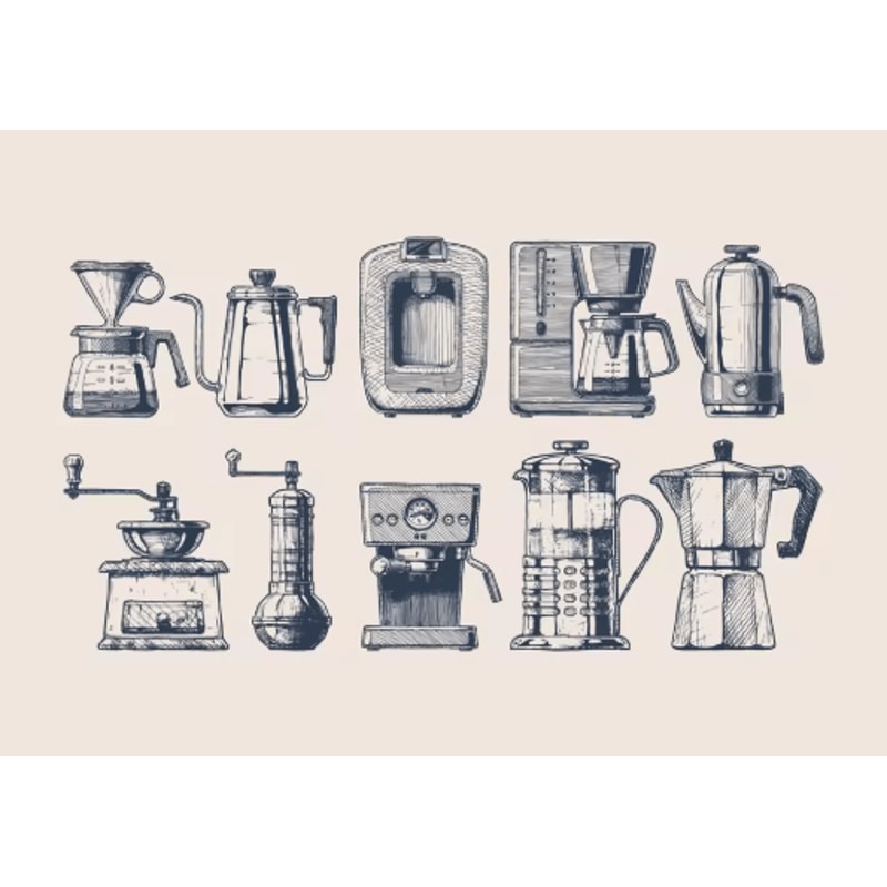 Minimalist Coffee Wall Art Canvas Skeleton Coffee Bar Decor For Modern Kitchens 3