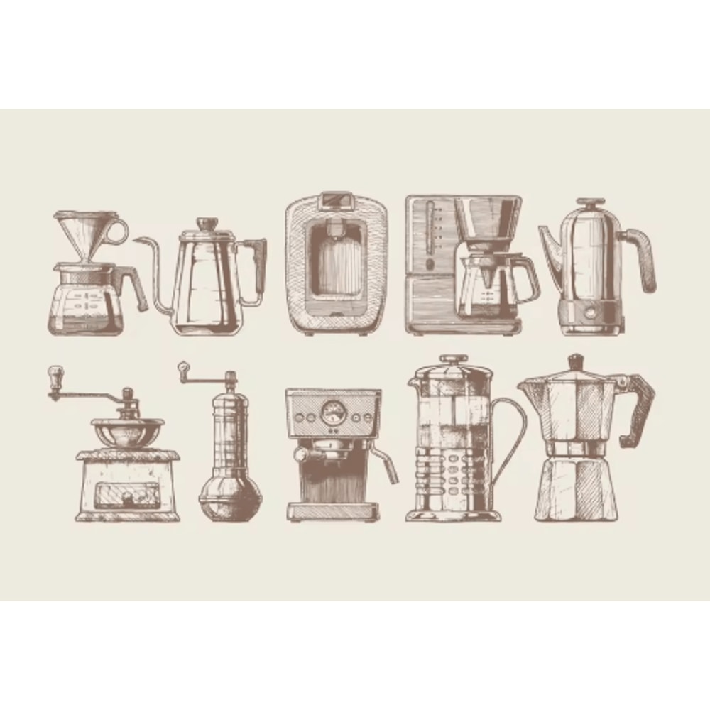 Minimalist Coffee Wall Art Canvas Skeleton Coffee Bar Decor For Modern Kitchens 4