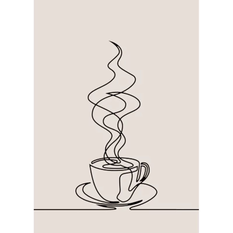 Minimalist Coffee Wall Art Canvas Skeleton Coffee Bar Decor For Modern Kitchens 19