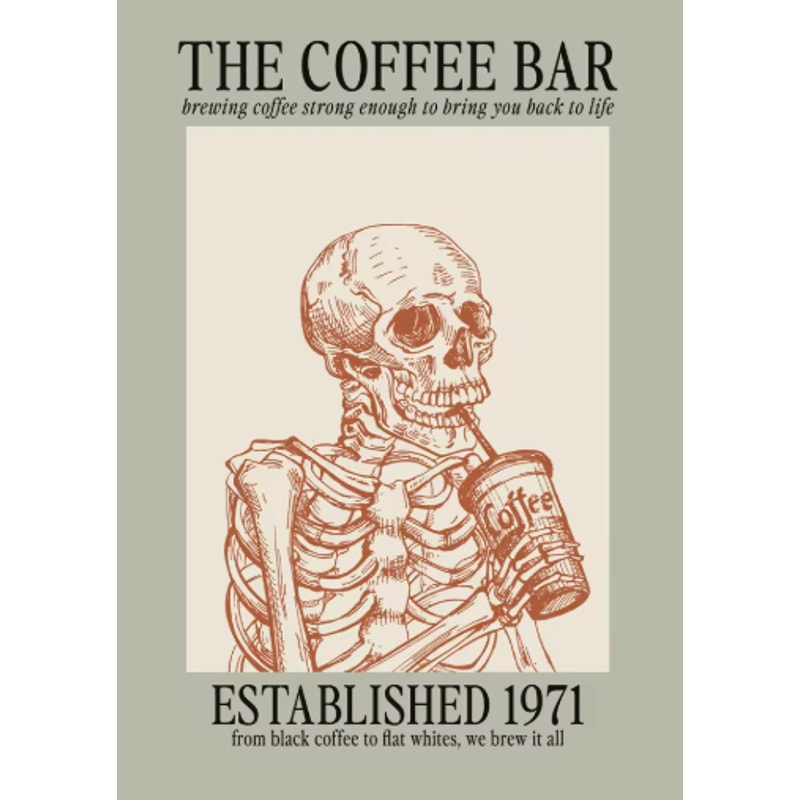 Minimalist Coffee Wall Art Canvas Skeleton Coffee Bar Decor For Modern Kitchens 20