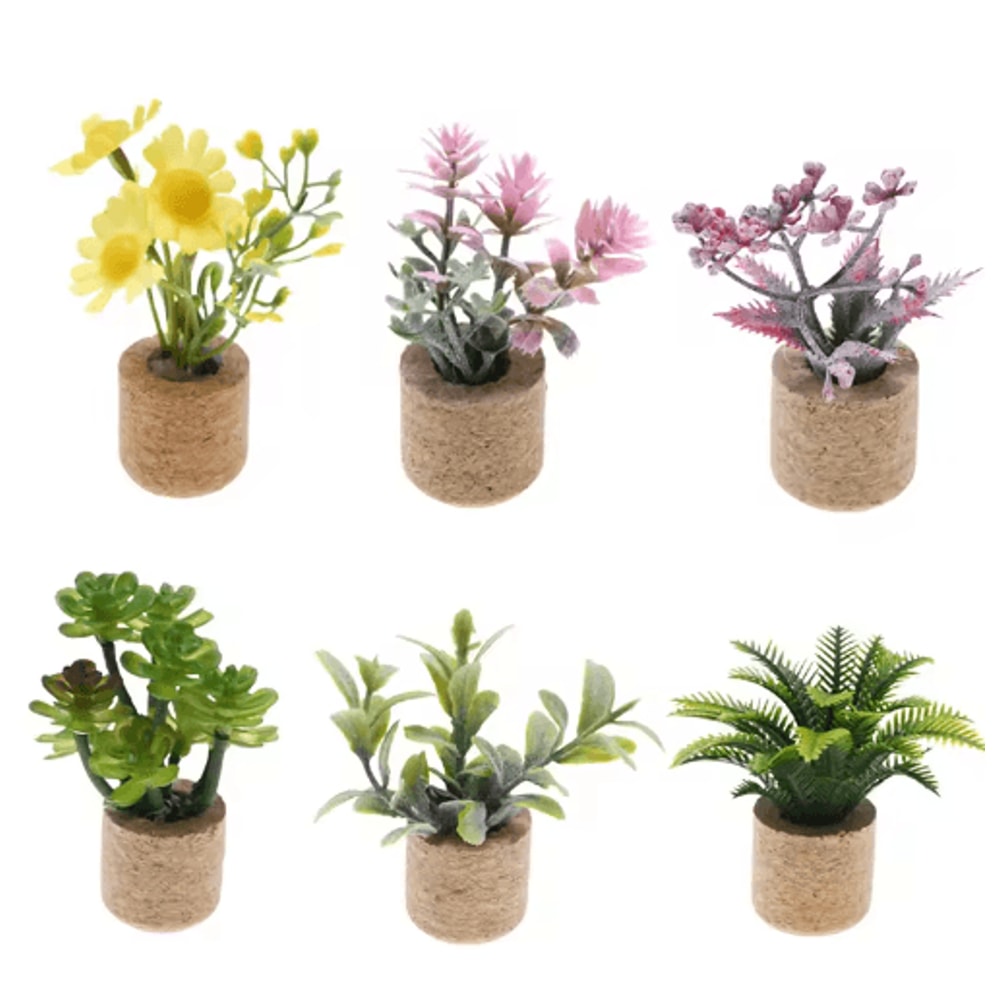 Dollhouse Miniature Plants Realistic Potted Garden Decor For Tiny Homes 7