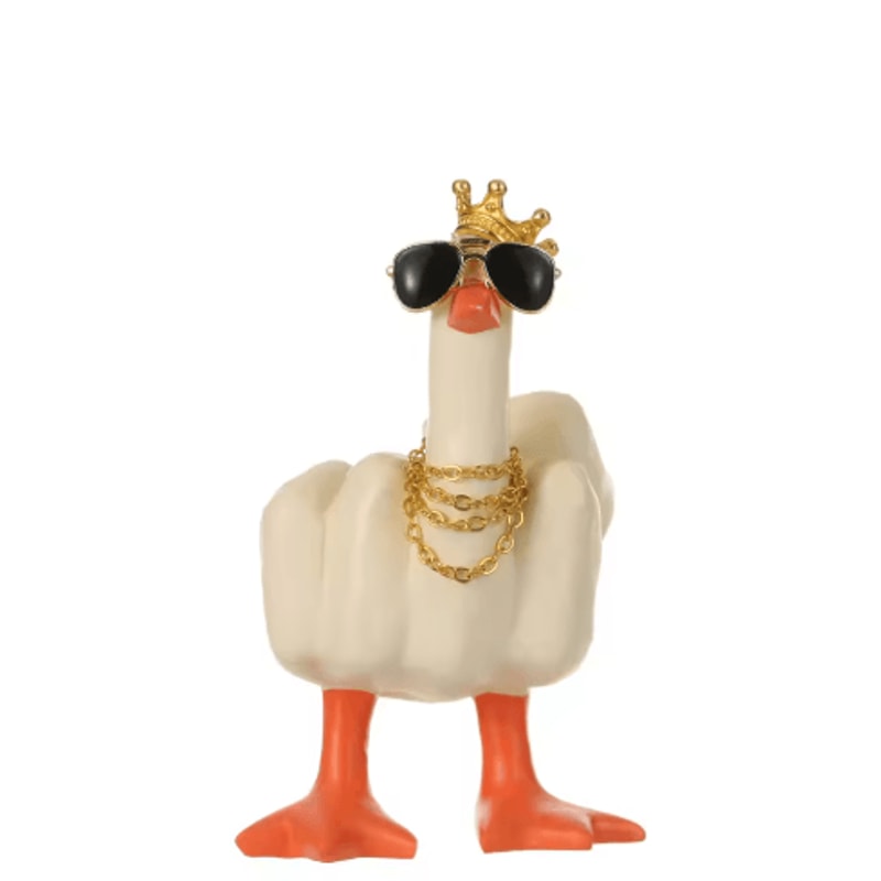 Funny Duck Figurine With Glasses Cheeky Middle Finger Desk Decor 1