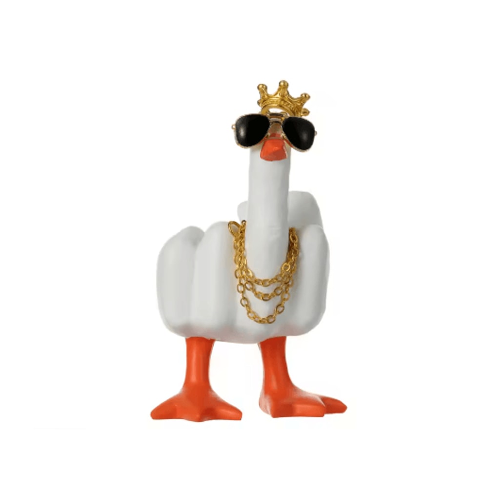 Funny Duck Figurine With Glasses Cheeky Middle Finger Desk Decor 2
