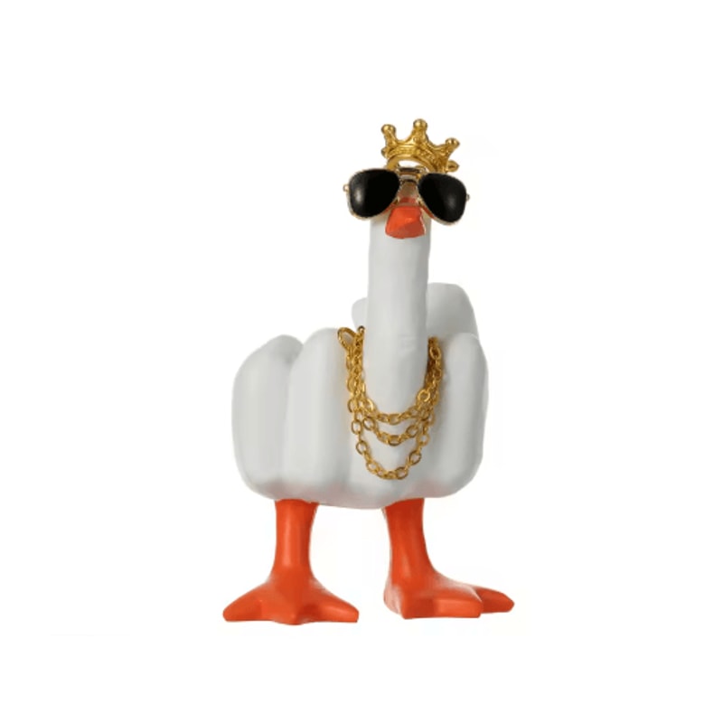 Funny Duck Figurine With Glasses Cheeky Middle Finger Desk Decor 2
