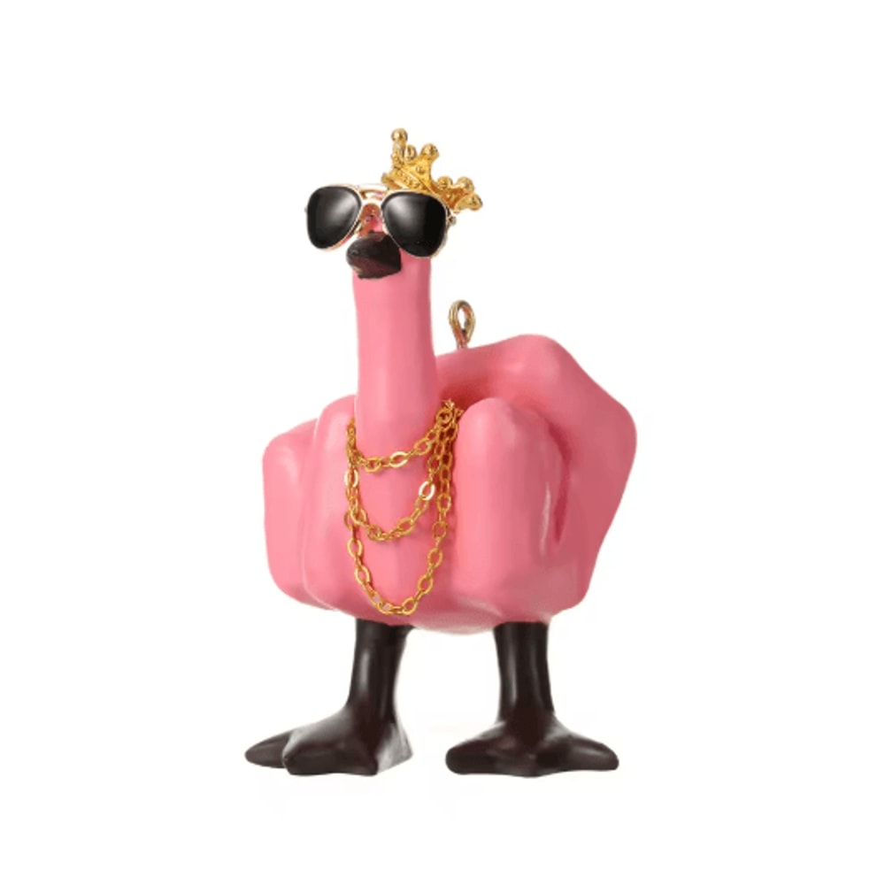 Funny Duck Figurine With Glasses Cheeky Middle Finger Desk Decor 4