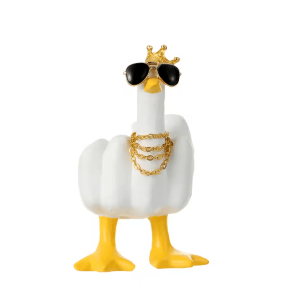Funny Duck Figurine With Glasses Cheeky Middle Finger Desk Decor 5