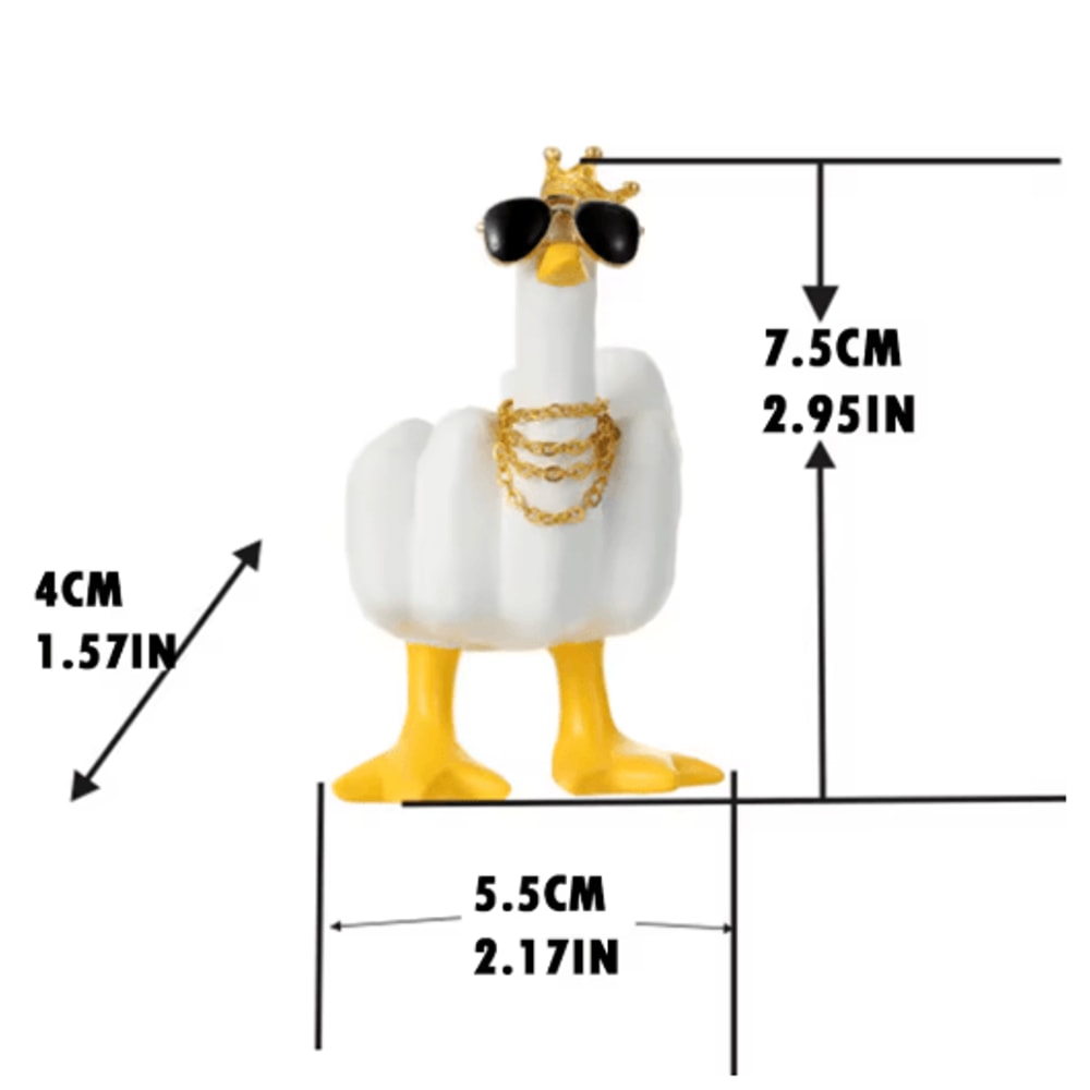 Funny Duck Figurine With Glasses Cheeky Middle Finger Desk Decor 6