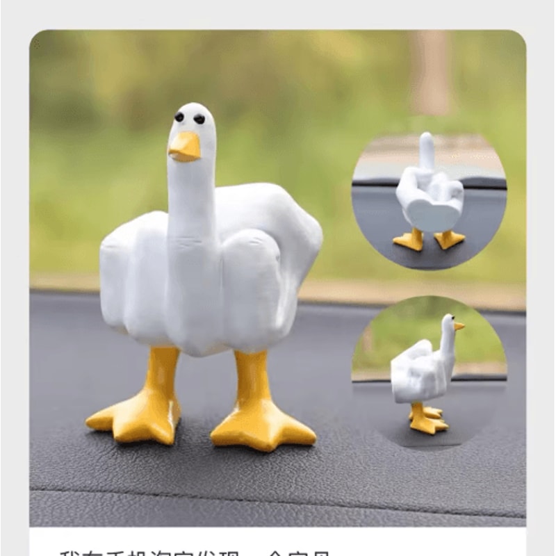 Funny Duck Figurine With Glasses Cheeky Middle Finger Desk Decor 7