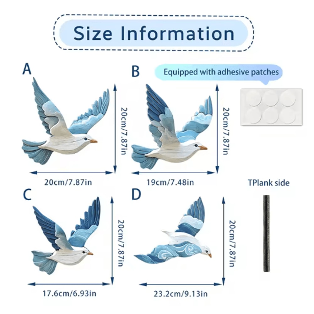 Retro Seagull Wall Decor Set Wooden Coastal Wall Art For BeachInspired Spaces 3