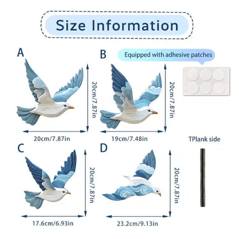 Retro Seagull Wall Decor Set Wooden Coastal Wall Art For BeachInspired Spaces 3