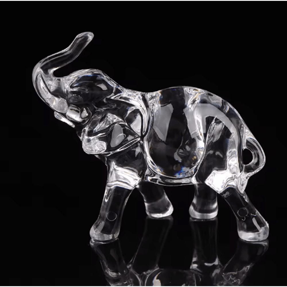 Crystal Elephant Figurine Cute Mini Baby Elephant Desk Ornament 2
