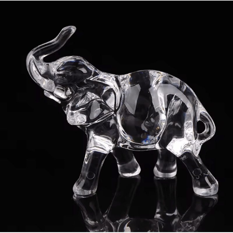 Crystal Elephant Figurine Cute Mini Baby Elephant Desk Ornament 2