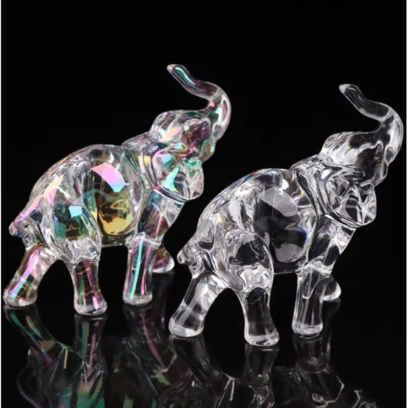 Crystal Elephant Figurine Cute Mini Baby Elephant Desk Ornament 5