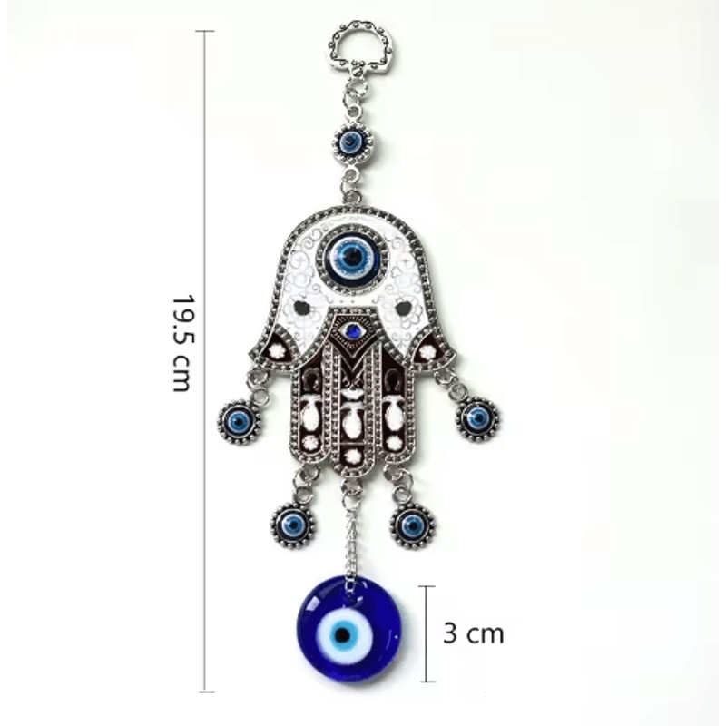 Hamsa Hand Evil Eye Wall Decor Geometric Wind Chime For Peaceful Spaces 2