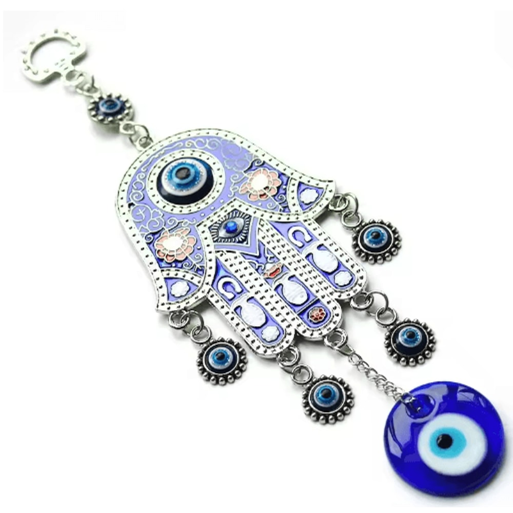 Hamsa Hand Evil Eye Wall Decor Geometric Wind Chime For Peaceful Spaces 4