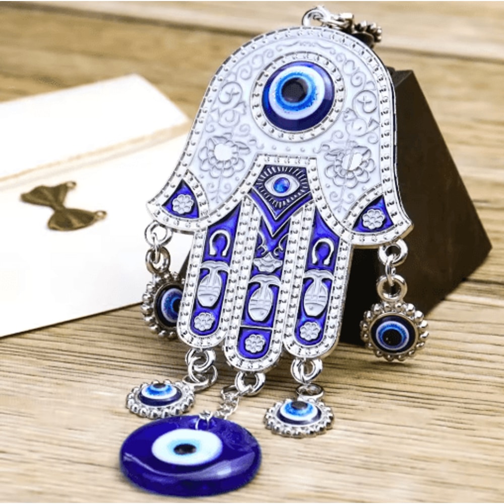 Hamsa Hand Evil Eye Wall Decor Geometric Wind Chime For Peaceful Spaces 0