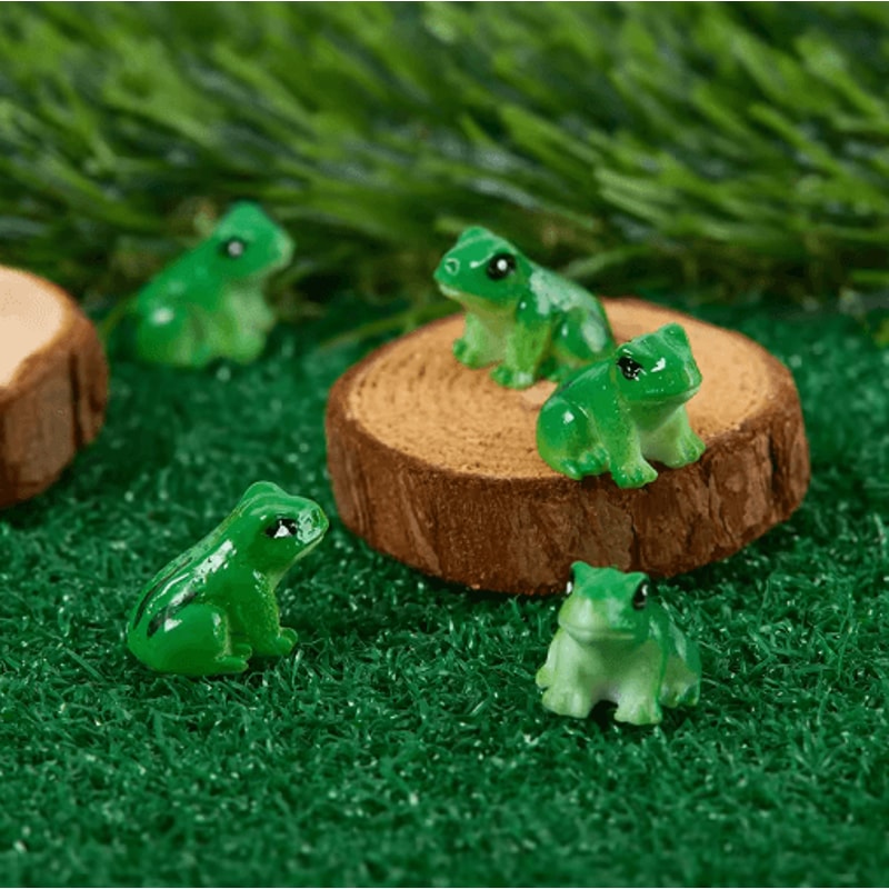 Mini Frog Figurines Set Cute Resin Fairy Garden Decor For Creative Displays 7