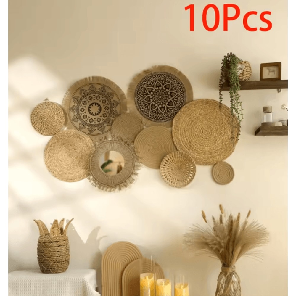 Handmade Boho Wall Baskets Set Woven Seagrass Decor For Rustic Homes 1